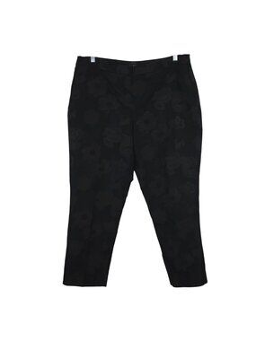 Talbots Heritage Black Floral Jacquard Ankle Pants 16P Petite